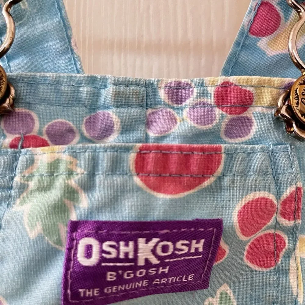 Vintage Oshkosh B'gosh Blue Fruit Shortalls Romper USA Girls Size 18 Months